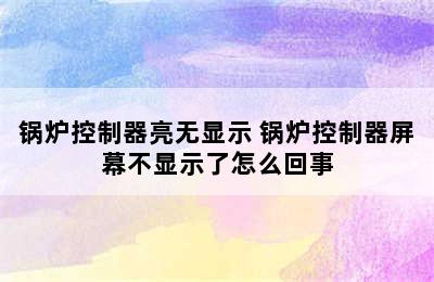 锅炉控制器亮无显示 锅炉控制器屏幕不显示了怎么回事